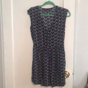 Zara fit and flare navy dress